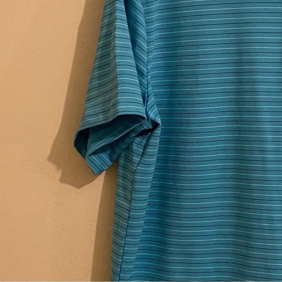 Under Armour Shirt Mens Large Teal Striped Performance Polo Shirt Stretch - Picture 3 of 11